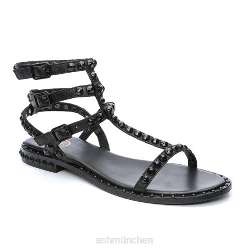 ASH Flache Sandale mit farblich abgestimmten Nieten von Play Bis HT8Z57 Sandalen Schwarz Frauen