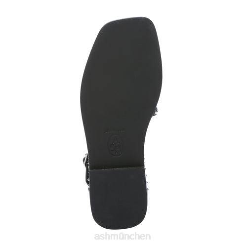 ASH Maeva flache Sandale mit eckiger Zehenpartie und Nieten HT8Z72 Sandalen Schwarz Frauen