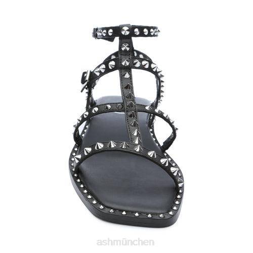 ASH Maeva flache Sandale mit eckiger Zehenpartie und Nieten HT8Z72 Sandalen Schwarz Frauen