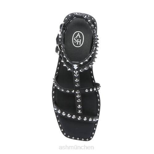 ASH Maeva flache Sandale mit eckiger Zehenpartie und Nieten HT8Z72 Sandalen Schwarz Frauen