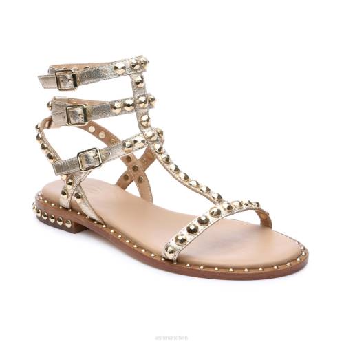 ASH Play flache Sandale mit Metallnieten HT8Z52 Sandalen hell Gold Frauen