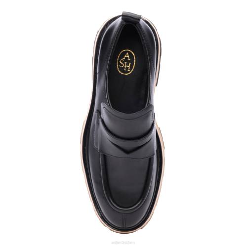 ASH genial bis Plateau-Pennyloafer HT8Z1 Slipper Talkum/Schwarz Frauen