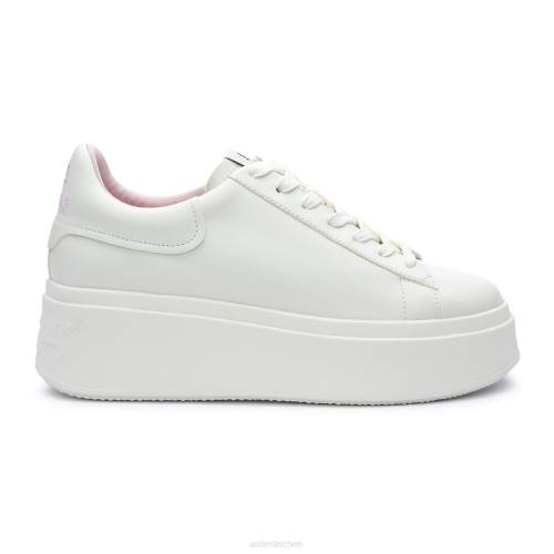 ASH Moby Be Kind Plateau-Sneaker HT8Z6 Turnschuhe Weiß/Kristallrosa Frauen